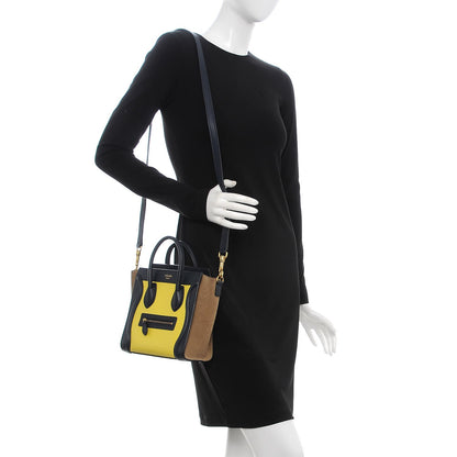 Celine Leige Calfskin Suede Tri-color Nano Luggage Multicolor 2 of 8