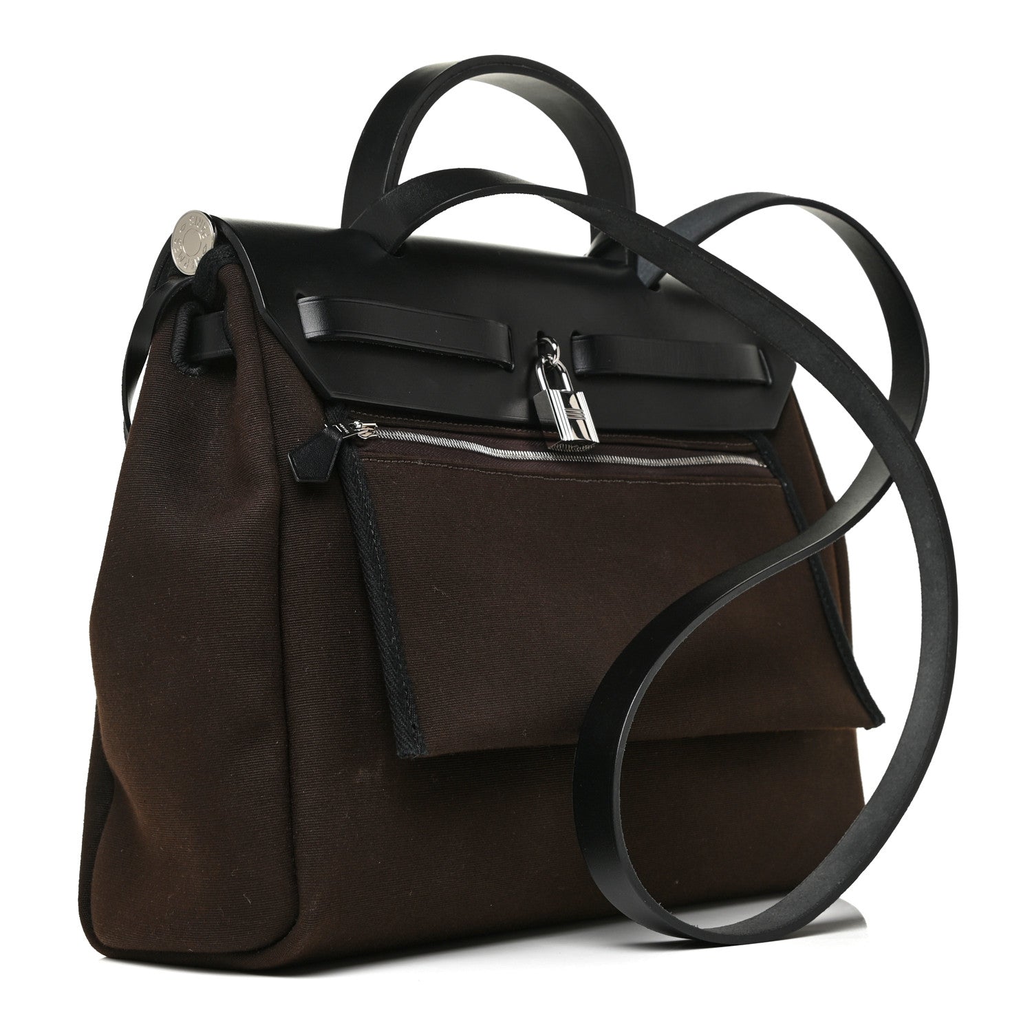 Hermes Military Toile Vache Hunter Herbag Zip Retourne 31 PM Ebene Black 3 of 16