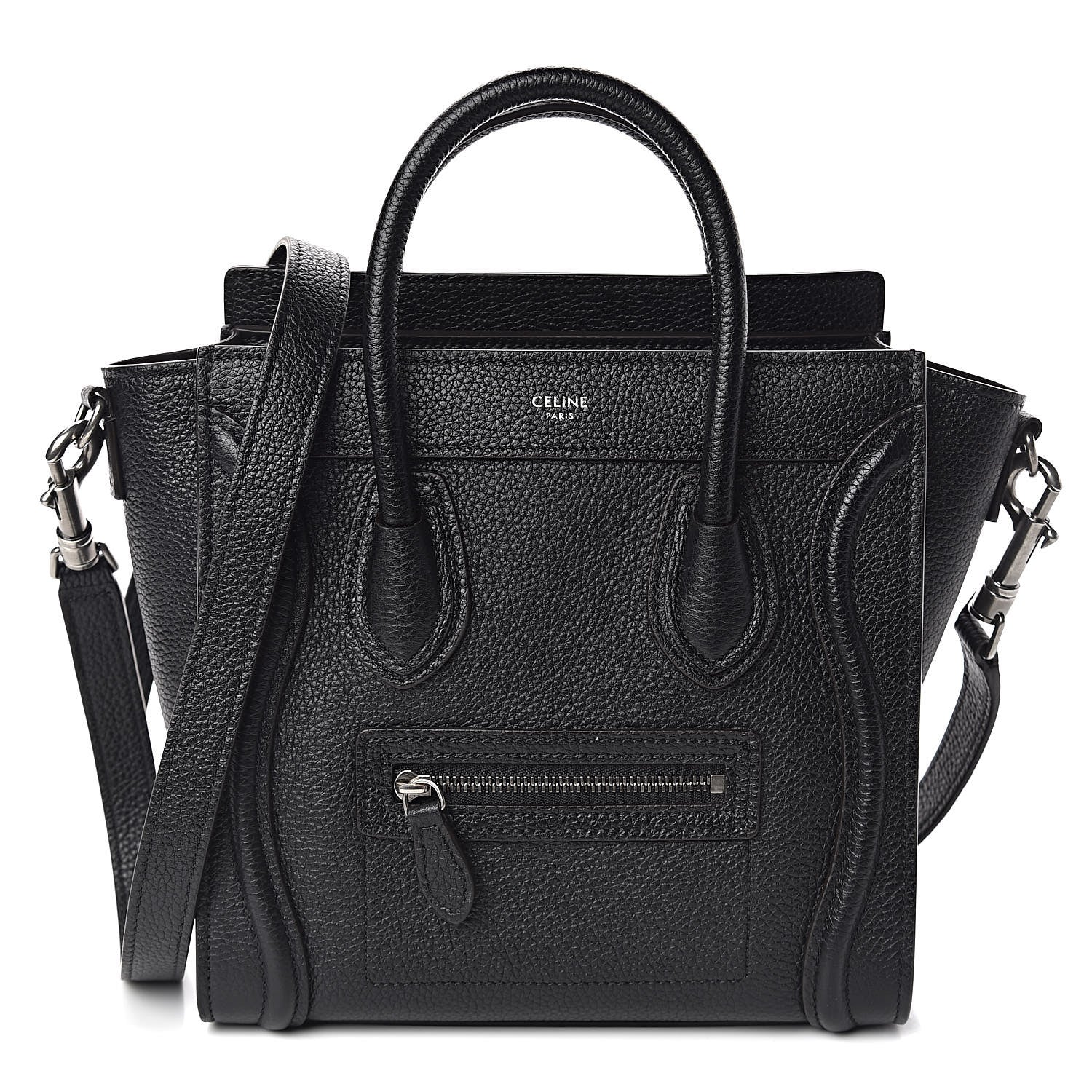 Celine Drummed Calfskin Nano Luggage Black 1 of 10