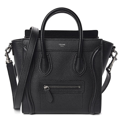 Celine Drummed Calfskin Nano Luggage Black 1 of 10