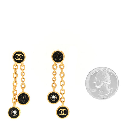 Chanel Metal Enamel CC Drop Earrings Black Gold 2 of 5