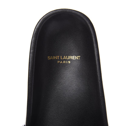 Saint Laurent Calfskin Monogram Jimmy Joan Slide Sandals 37 Black 7 of 12