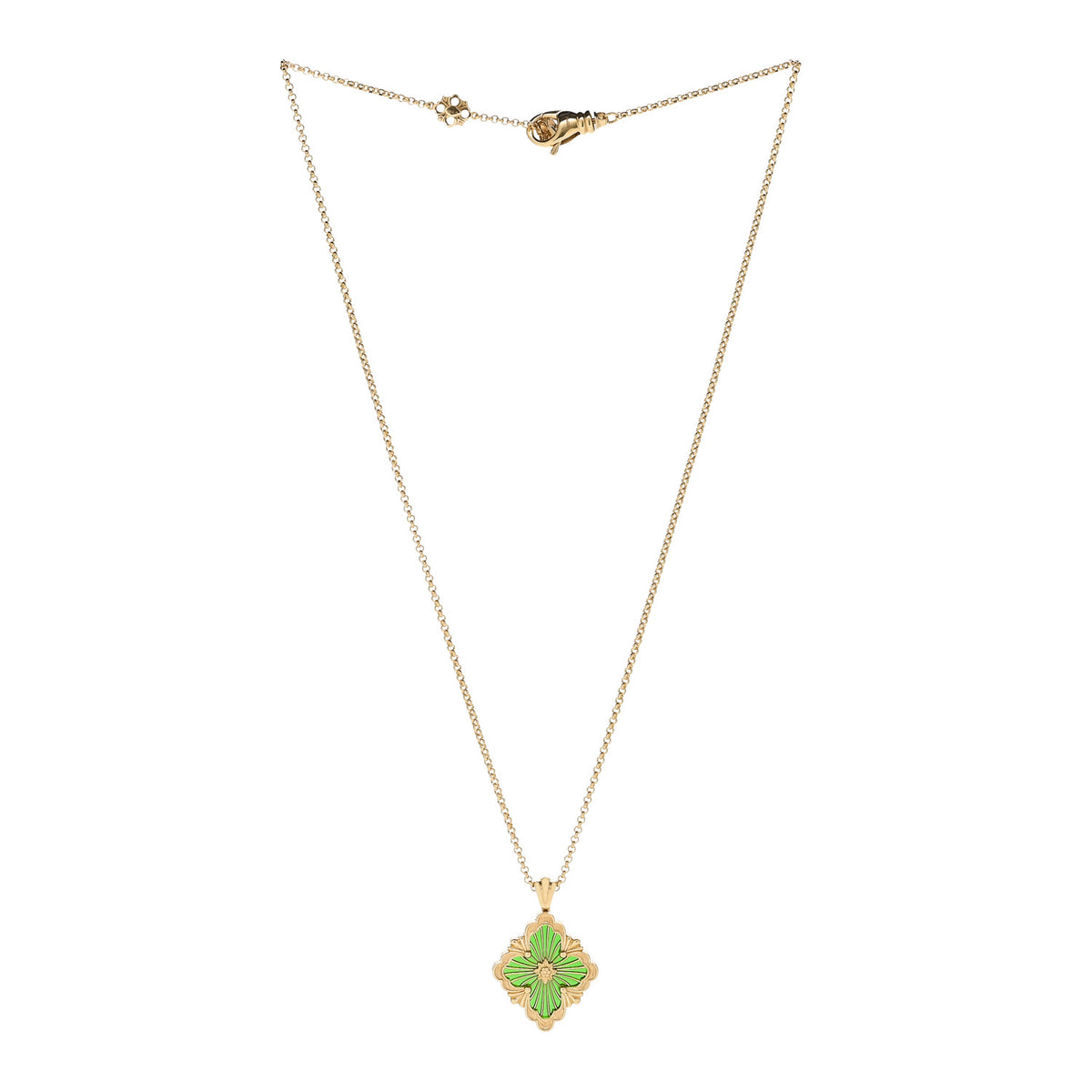 Buccellati 18K Yellow Gold Enamel Opera Tulle Pendant Necklace Green Green 3 of 7