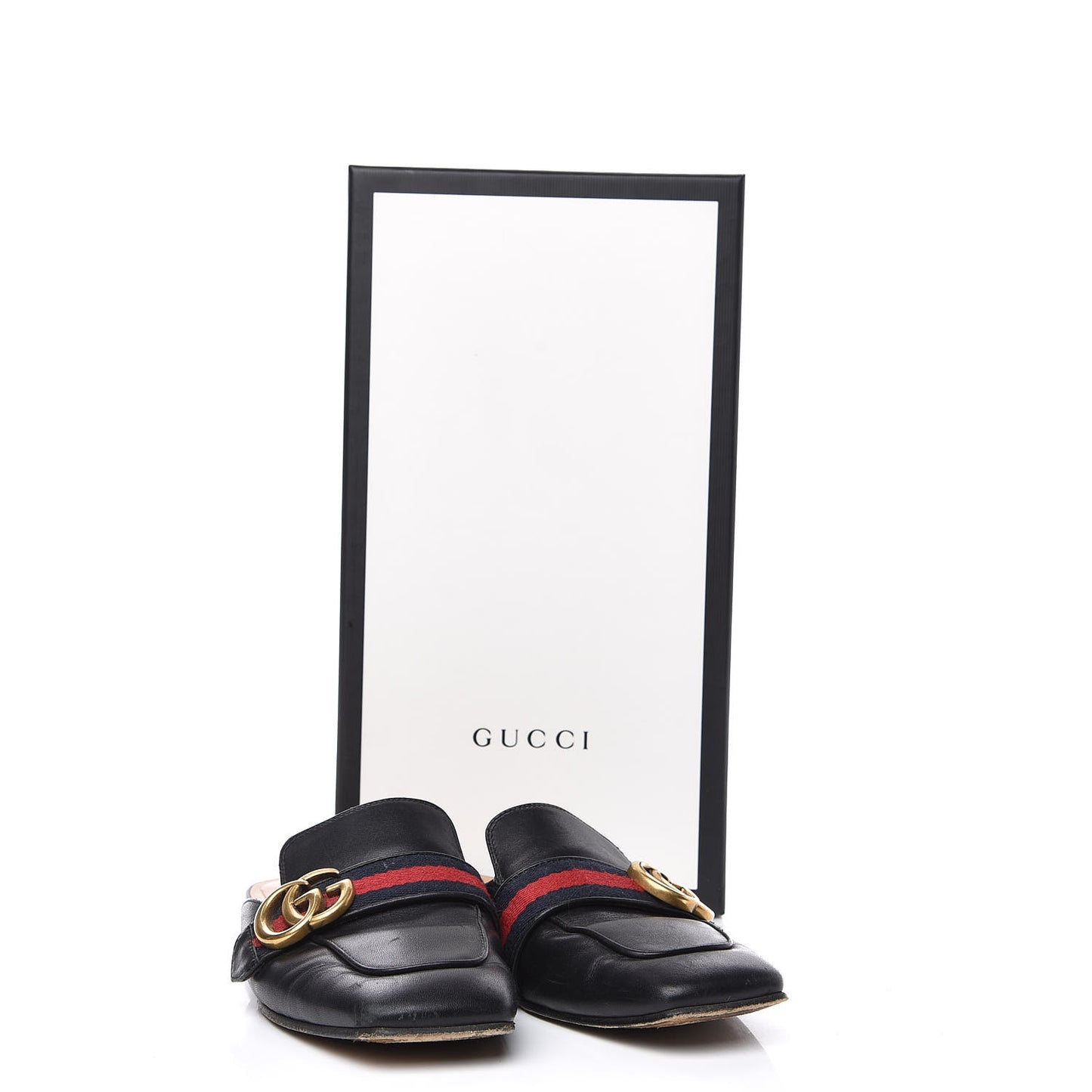 Calfskin Web Womens Peyton GG Slippers 36.5 Black