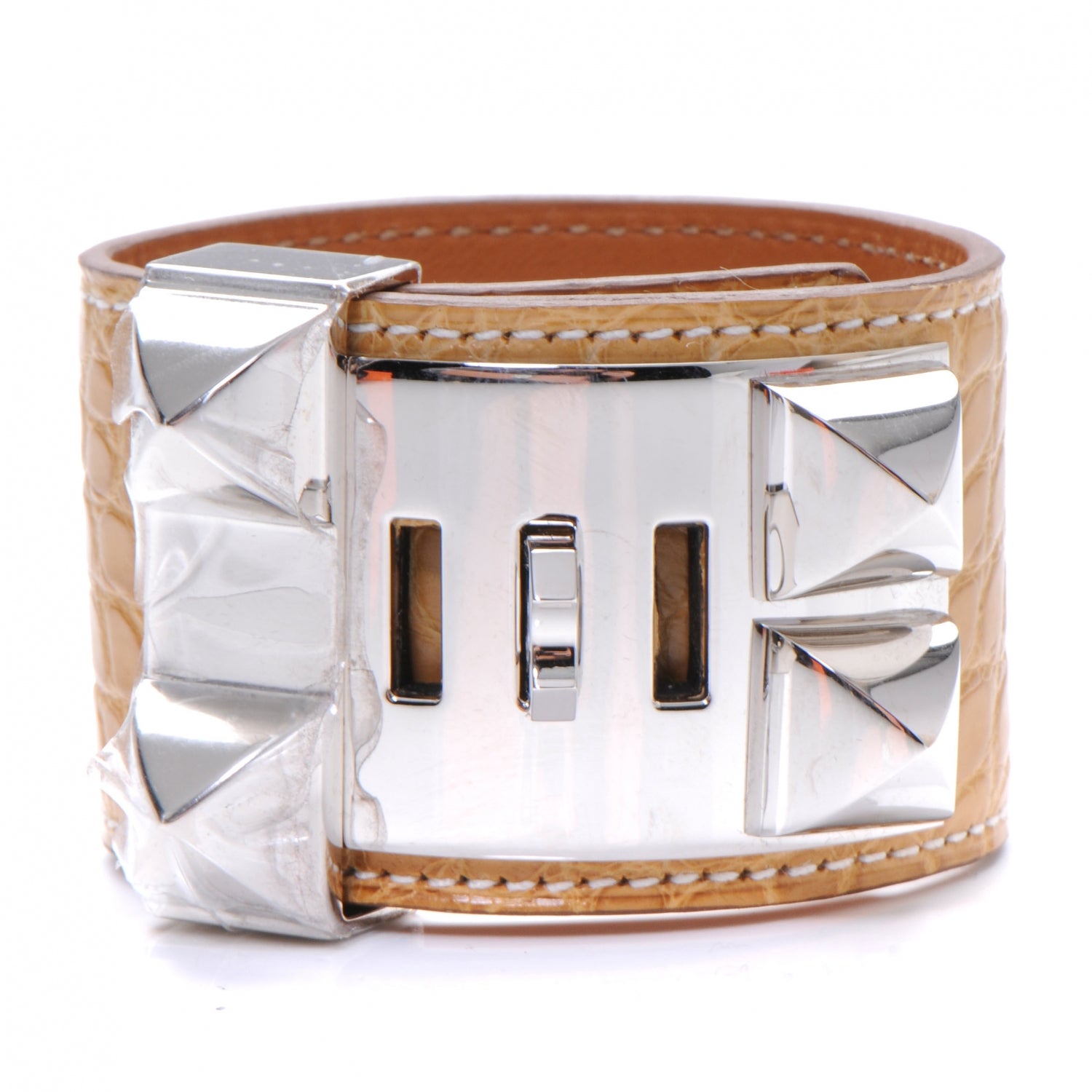 Hermes Matte Alligator Collier De Chien CDC Bracelet Maize Small 3 of 7