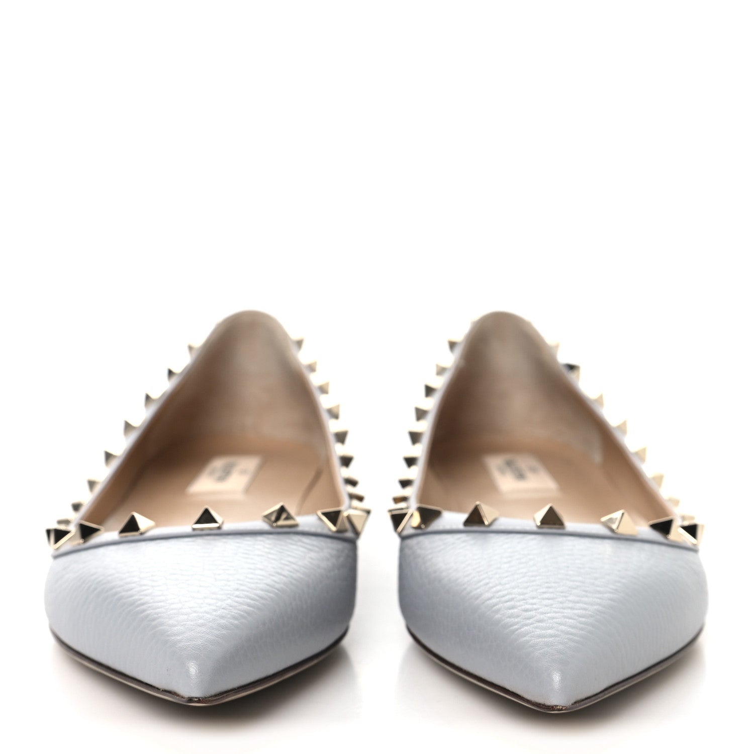 Valentino Garavani Pebbled Calfskin Rockstud Ballerina Flats 40 Pastel Grey 3 of 9
