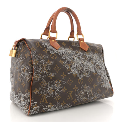 Louis Vuitton Monogram Dentelle Speedy 30 Silver 3 of 15