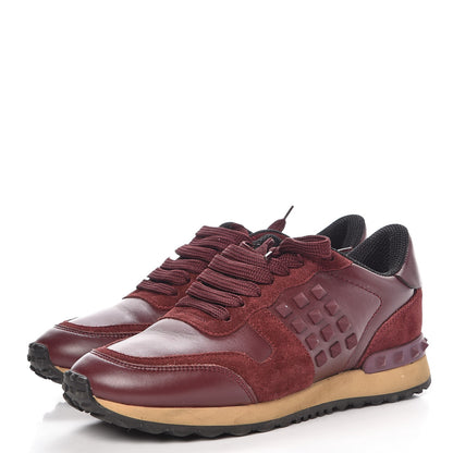 Valentino Garavani Calfskin Suede Rockstud Sneakers 36.5 Rubin 2 of 14