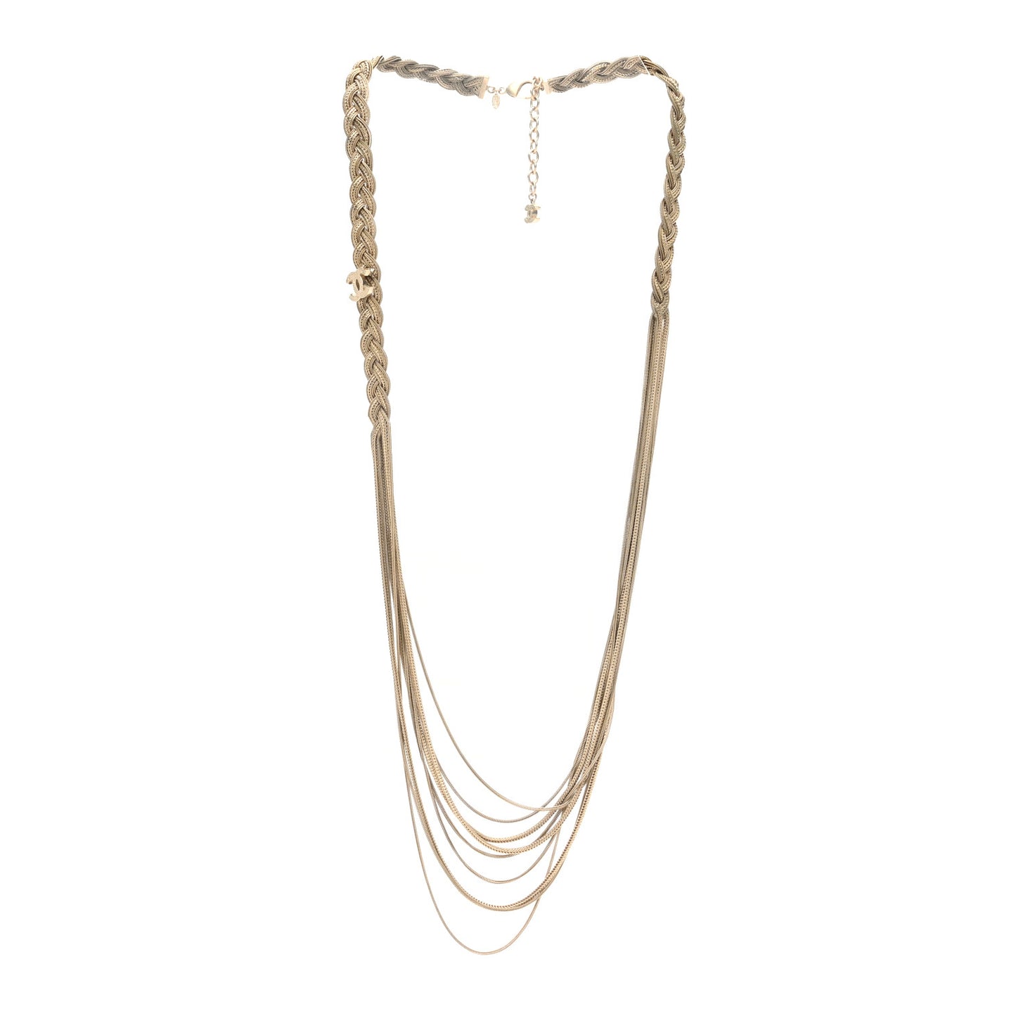 Metal CC Braided Chain Long Necklace Gold