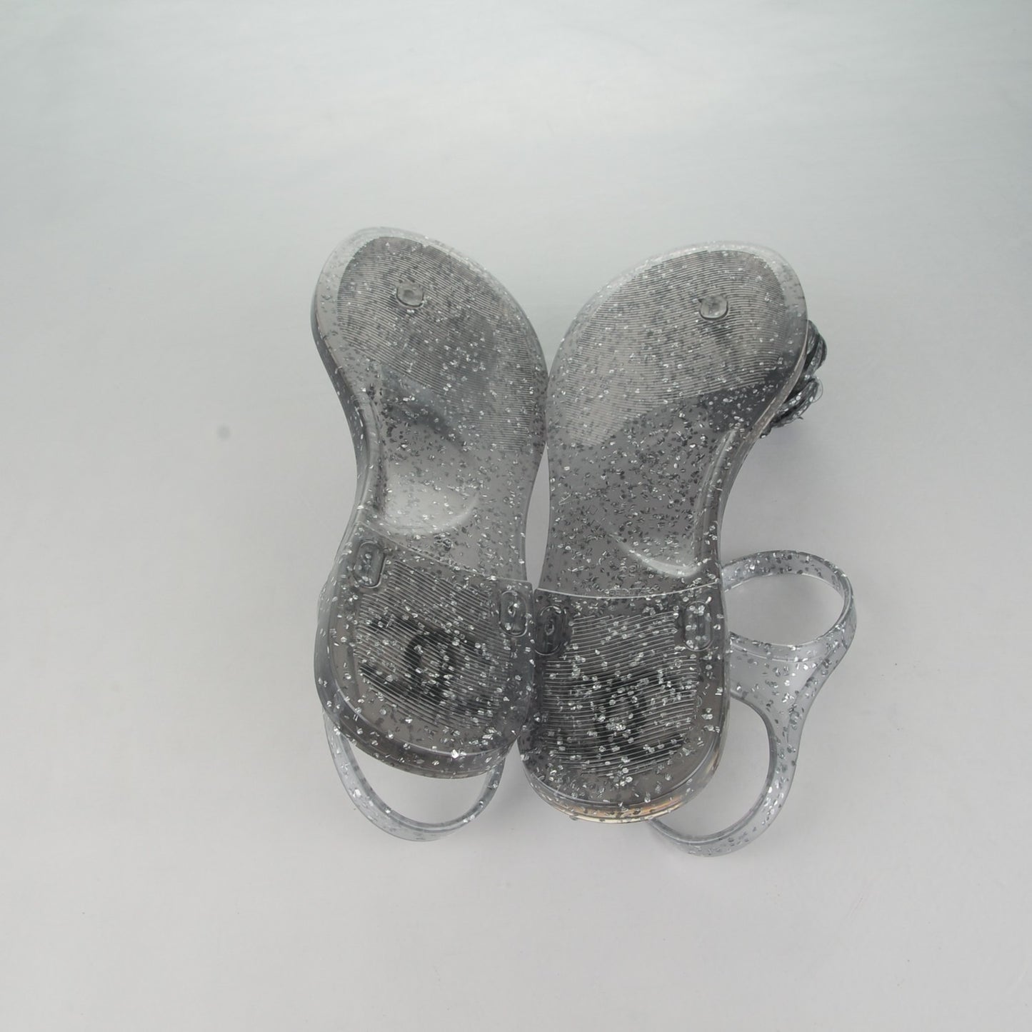 Jelly Camellia Glitter Thong Sandals 39 Silver