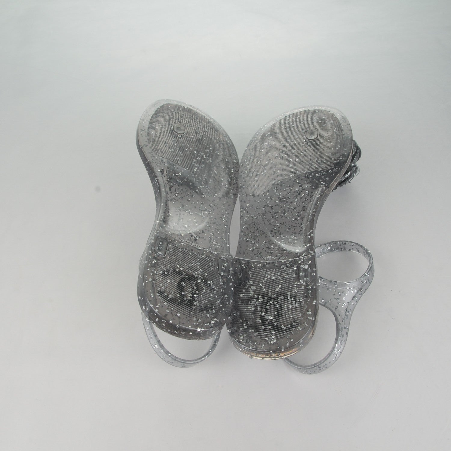 Chanel Jelly Camellia Glitter Thong Sandals 39 Silver 5 of 9