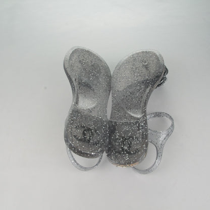Chanel Jelly Camellia Glitter Thong Sandals 39 Silver 5 of 9
