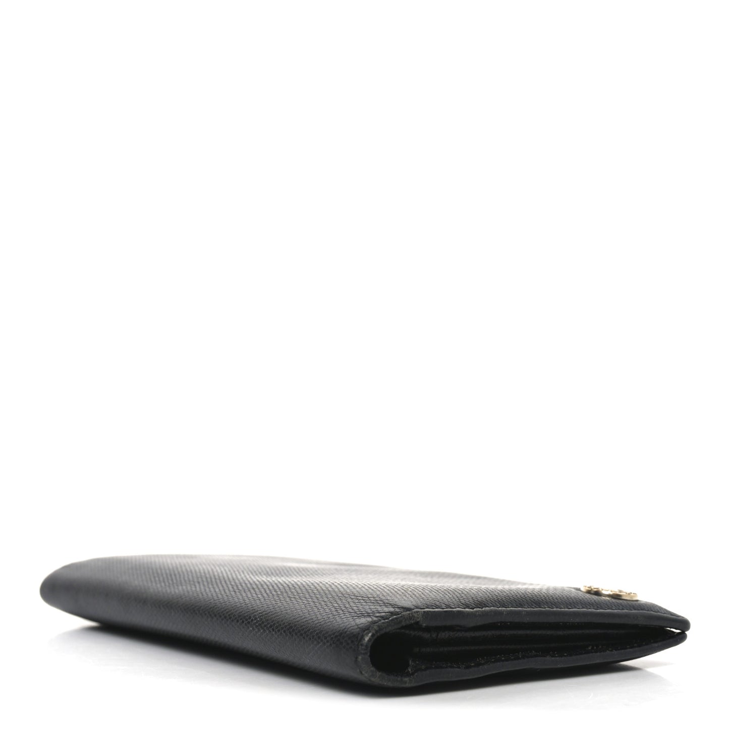 Grained Calfskin CC Button Yen Wallet Black