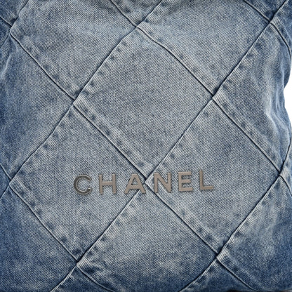 Chanel Denim Quilted Chanel 22 Backpack Blue 8 of 10