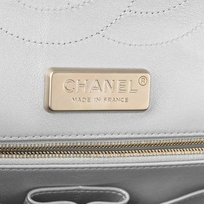 Chanel Iridescent Alligator Jumbo Double Flap Light Grey 6 of 10