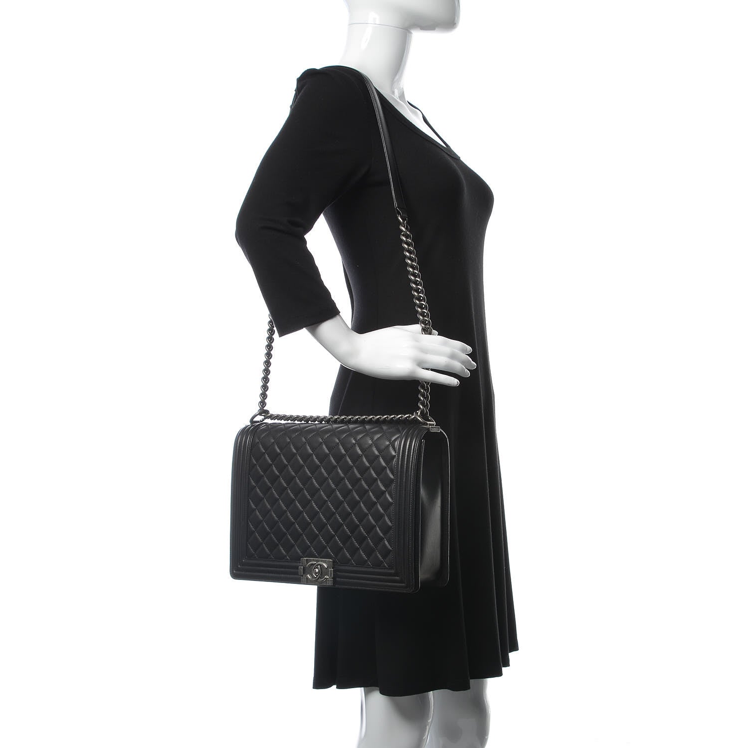 Chanel Lambskin Quilted Large Boy Flap Black 2 of 10