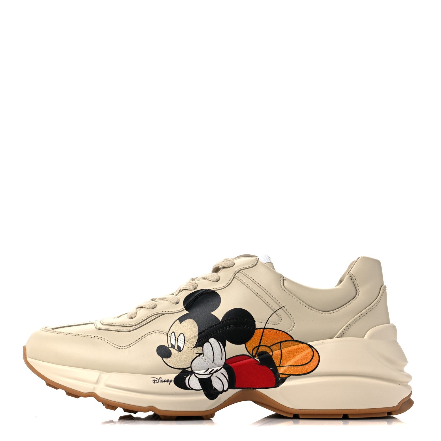 Gucci X DISNEY Calfskin Mickey Mouse Womens Rhyton Sneakers 41 Ivory 1 of 8