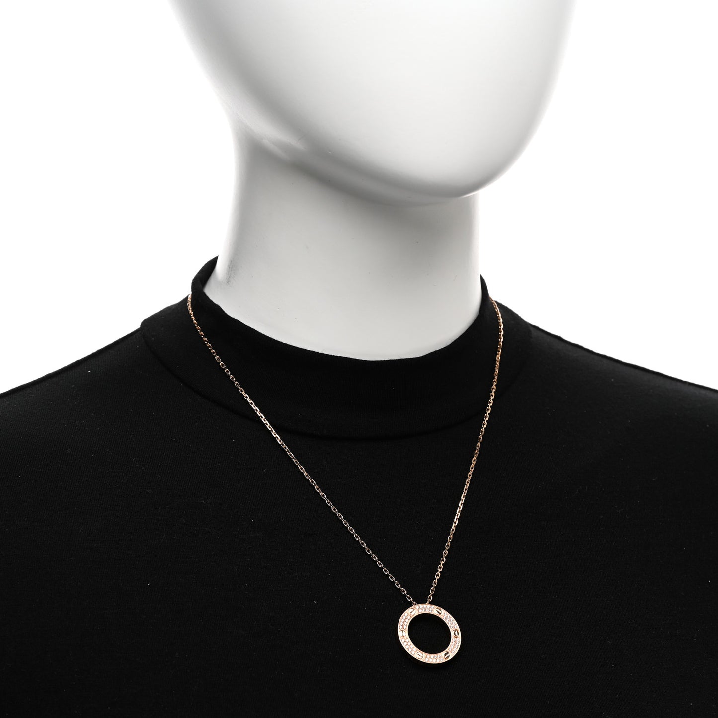 18K Pink Gold Diamond LOVE Paved Necklace