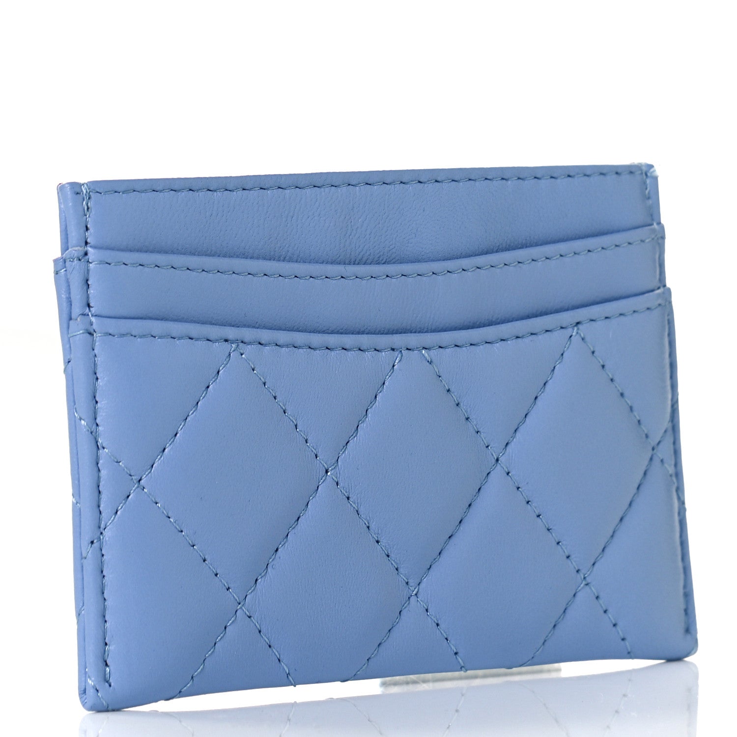 Chanel Lambskin Quilted Card Holder Light Blue 3 of 11