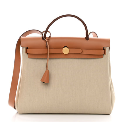 Hermes Vache Hunter Criss Viking Herbag Zip Retourne 31 PM Ecru Beige Naturel 3 of 13