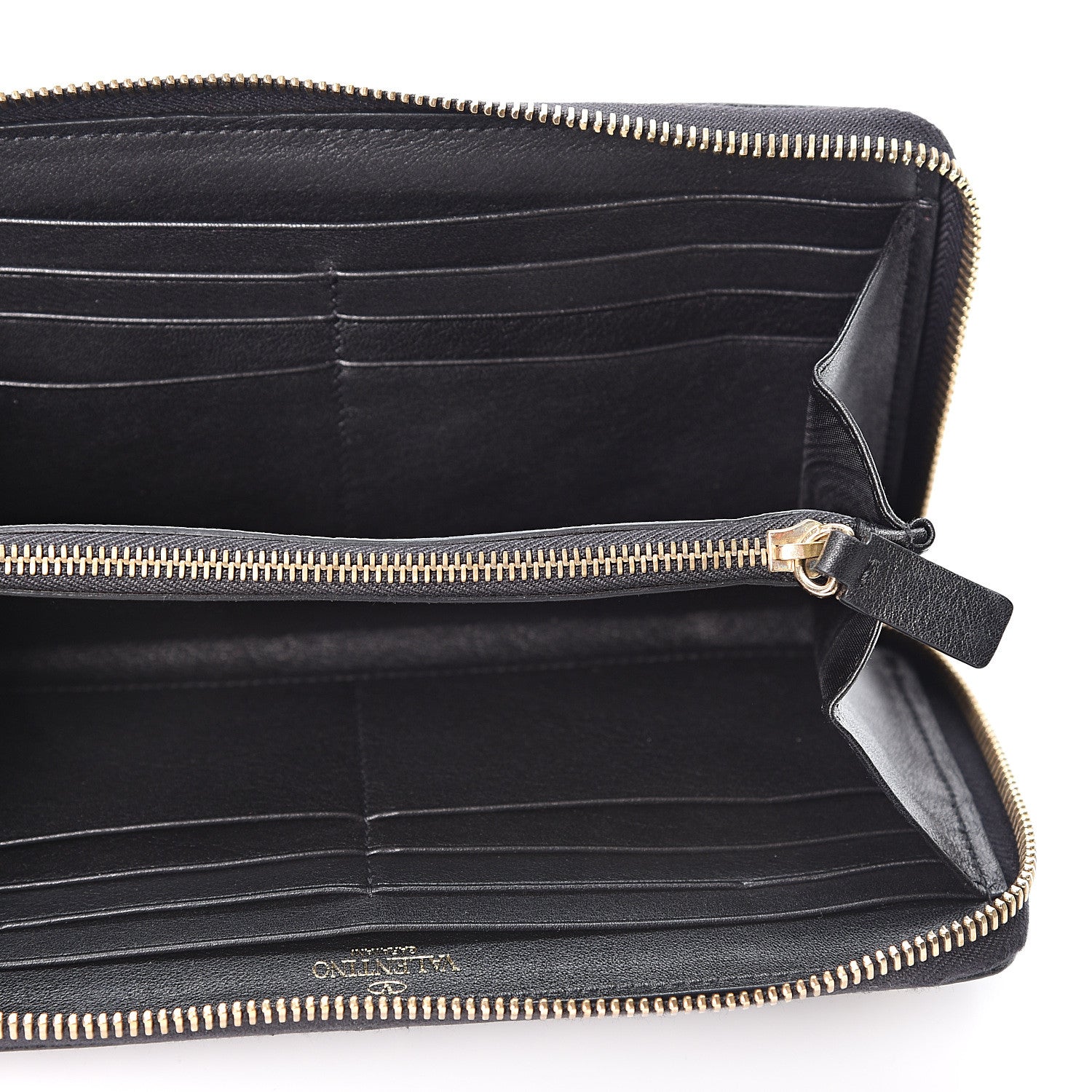 Valentino Garavani Calfskin Rockstud Zip Around Wallet Black 4 of 10