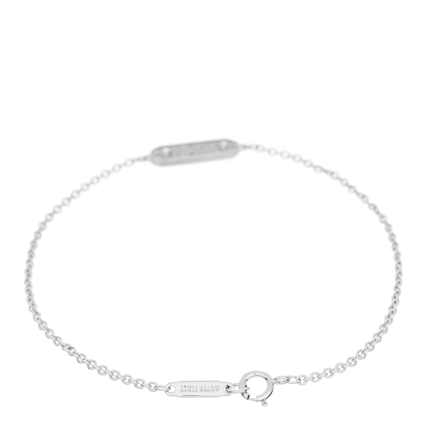 18K White Gold Diamond Tag Chain Bracelet