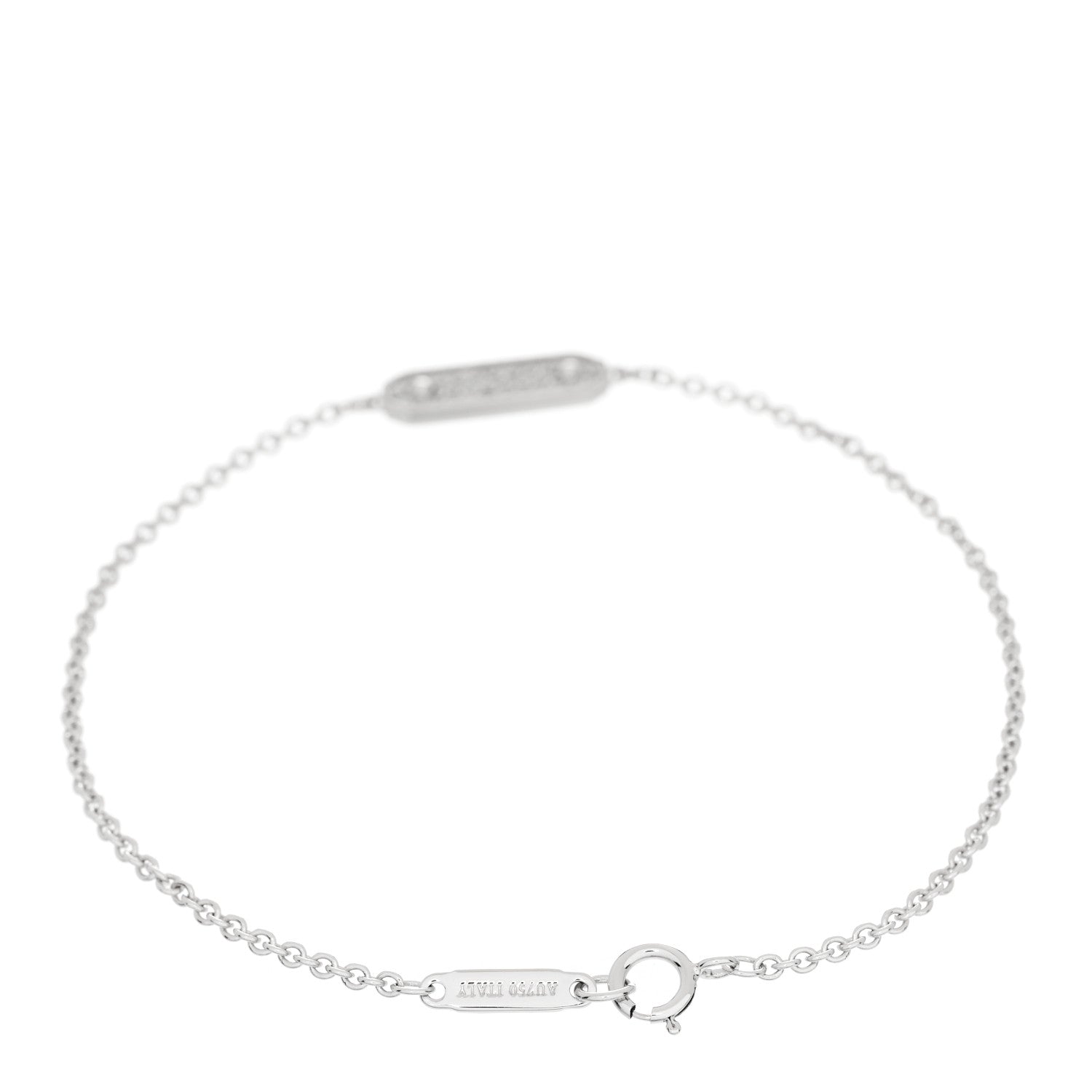 Tiffany 18K White Gold Diamond Tag Chain Bracelet 2 of 4