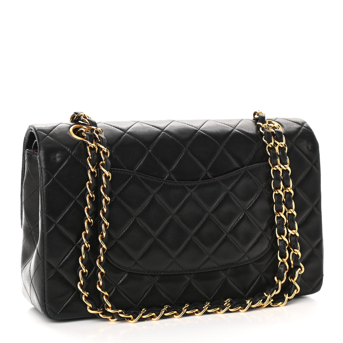 Lambskin Quilted Medium Double Flap Black