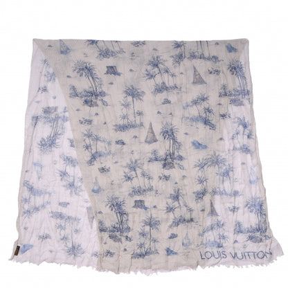 Louis Vuitton Cotton Linen Toile Etole De Louis Pareo Blue 4 of 7
