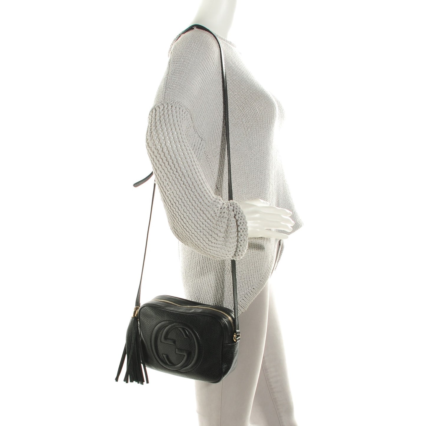 Pebbled Calfskin Small Soho Disco Bag Black