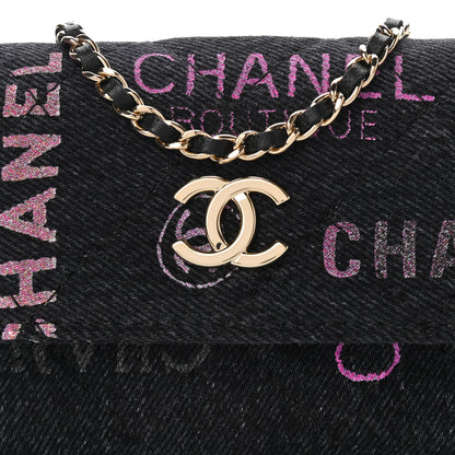 Chanel Denim Quilted Denim Mood Clutch With Chain Black Multicolor 8 of 11