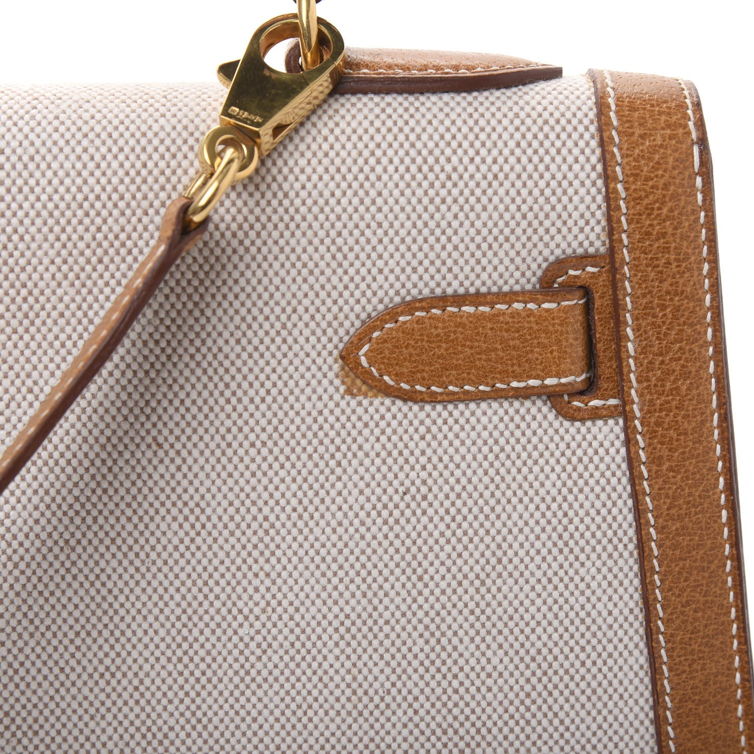 Hermes Peau Porc Toile Kelly Sellier 32 Gold 14 of 15