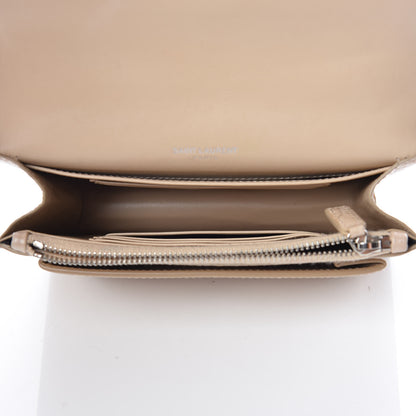 Saint Laurent Calfskin Crocodile Embossed Monogram Sunset Chain Wallet Dark Beige 5 of 11