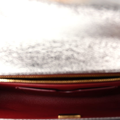 Chanel Metallic Aged Calfskin Chevron Quilted Top Handle Envelope Clutch Silver 5 of 10