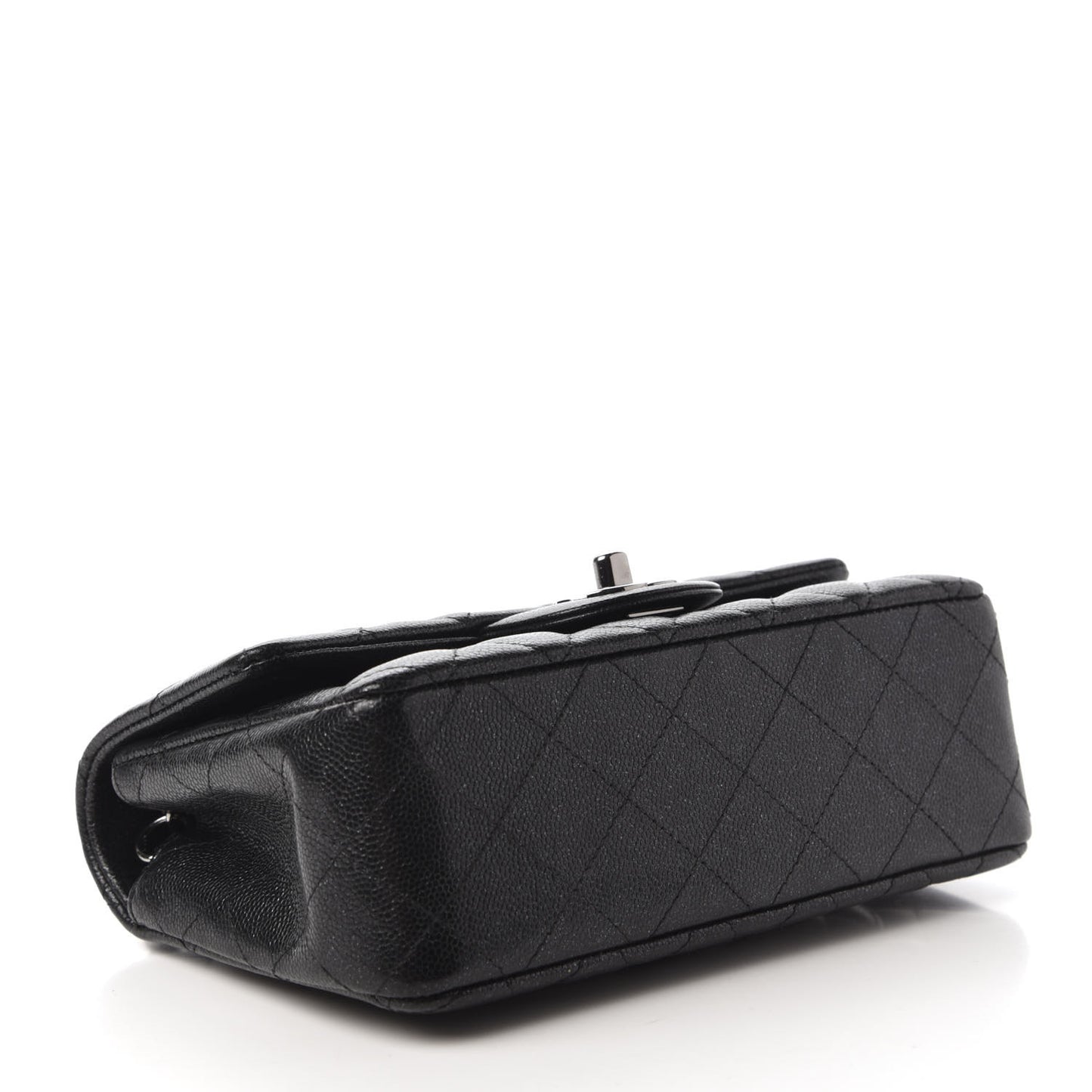 Iridescent Caviar Quilted Mini Rectangular Flap Black