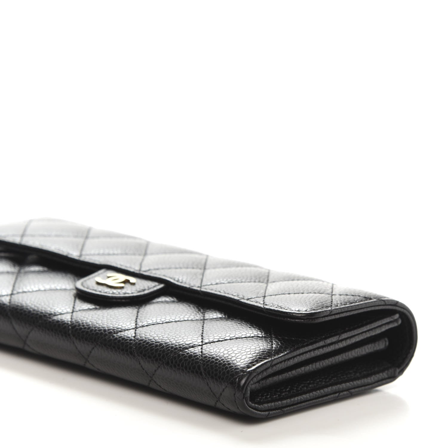 Chanel Caviar Quilted Large Gusset Flap Wallet Black 7 of 12