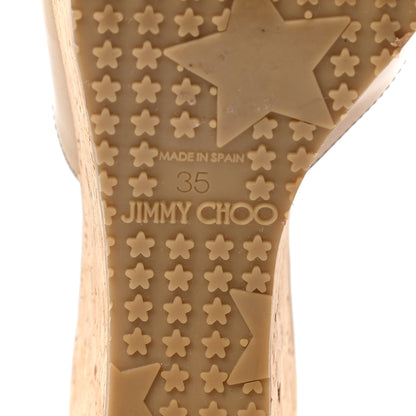 Jimmy Choo Patent Prima Cork Wedge Sandals 35 Nude 6 of 7