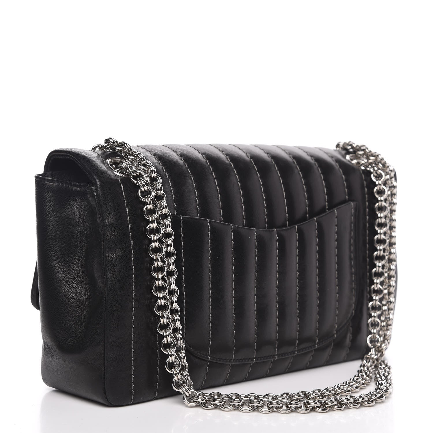 Chanel Lambskin Vertical Quilted Medium Single Flap Black 3 of 14