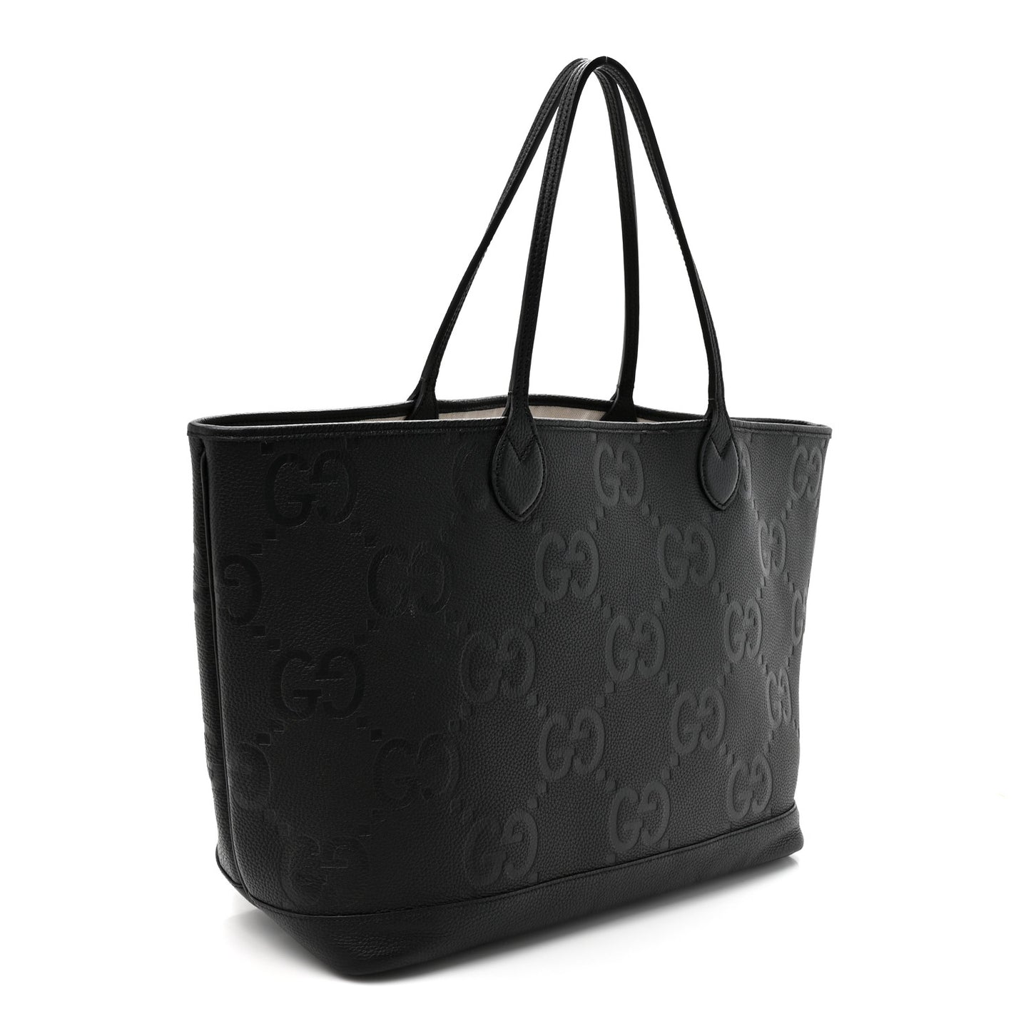 Monogram Jumbo GG Calfskin Web Large Shopping Tote Black