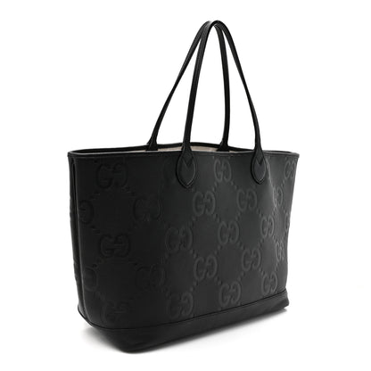 Gucci Monogram Jumbo GG Calfskin Web Large Shopping Tote Black 4 of 12
