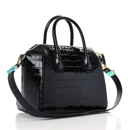 Givenchy Calfskin Crocodile Embossed Small Antigona Black 2 of 10