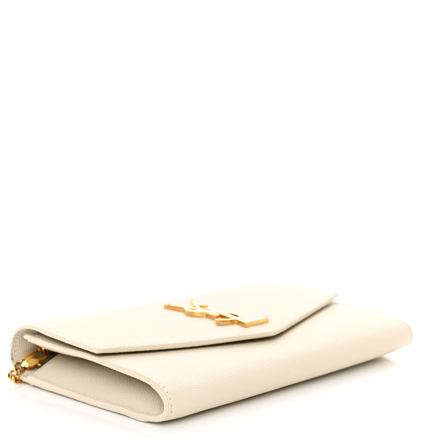 SAINT LAURENT Grain De Poudre Monogram Uptown Chain Wallet Crema Soft