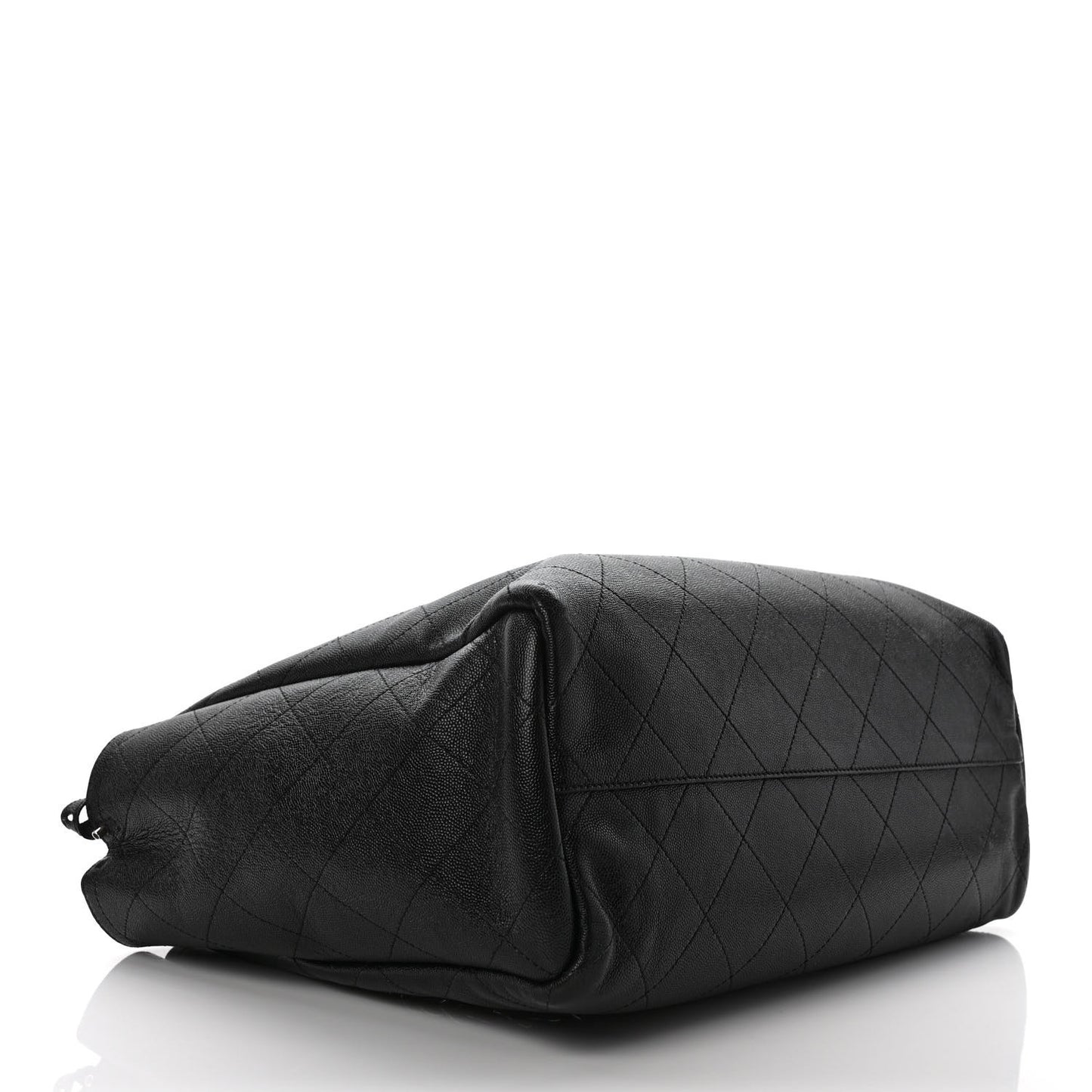 Caviar Stitched Large Shopping Tote Black