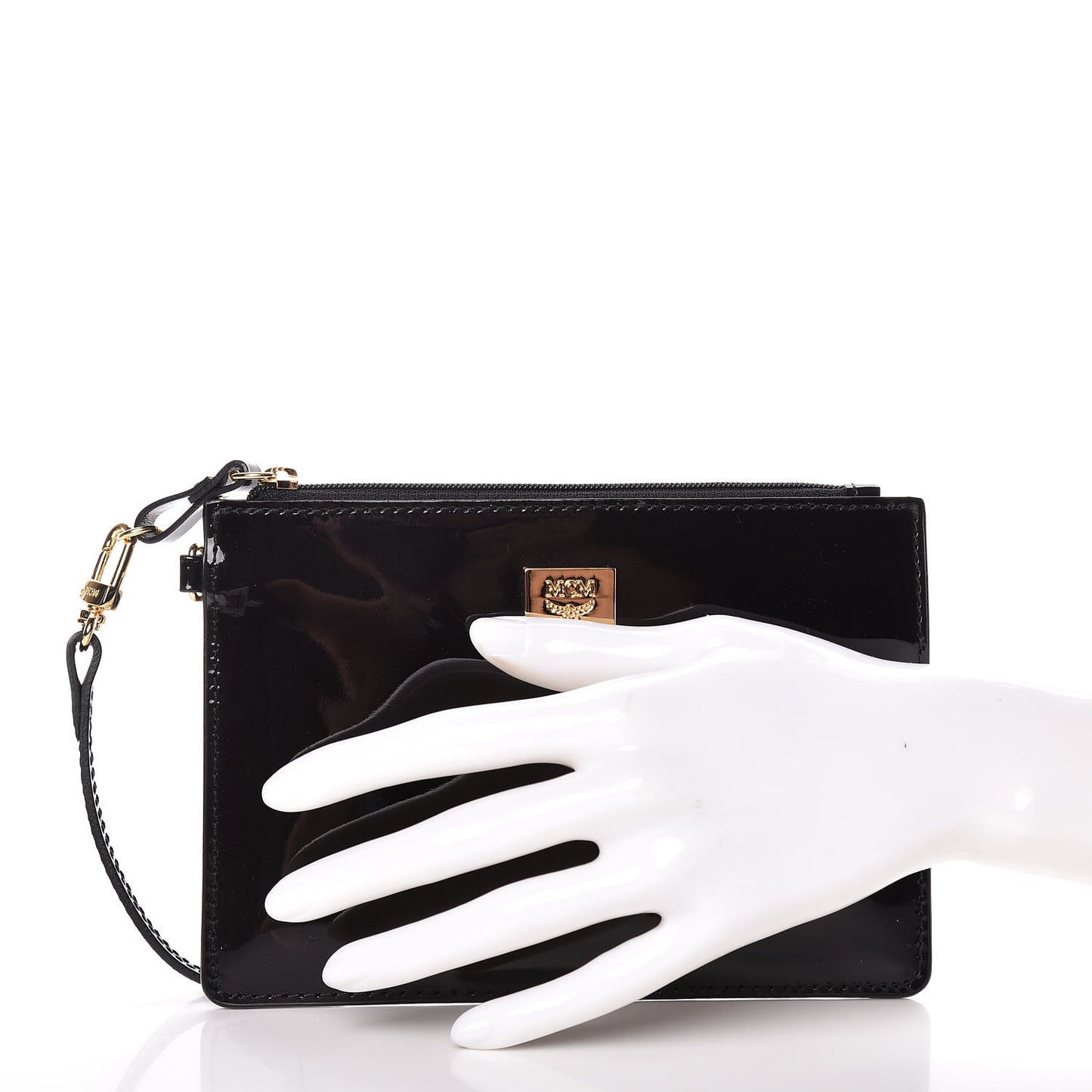 Patent Ivana Zip Pouch Black