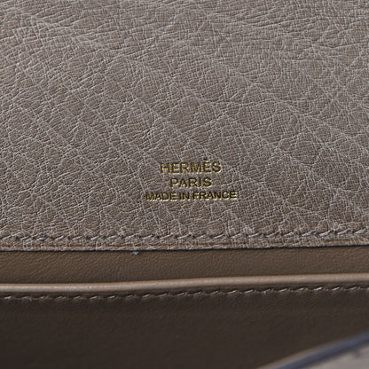 Hermes Ostrich Kelly Pochette Clutch Gris Asphalte 7 of 24