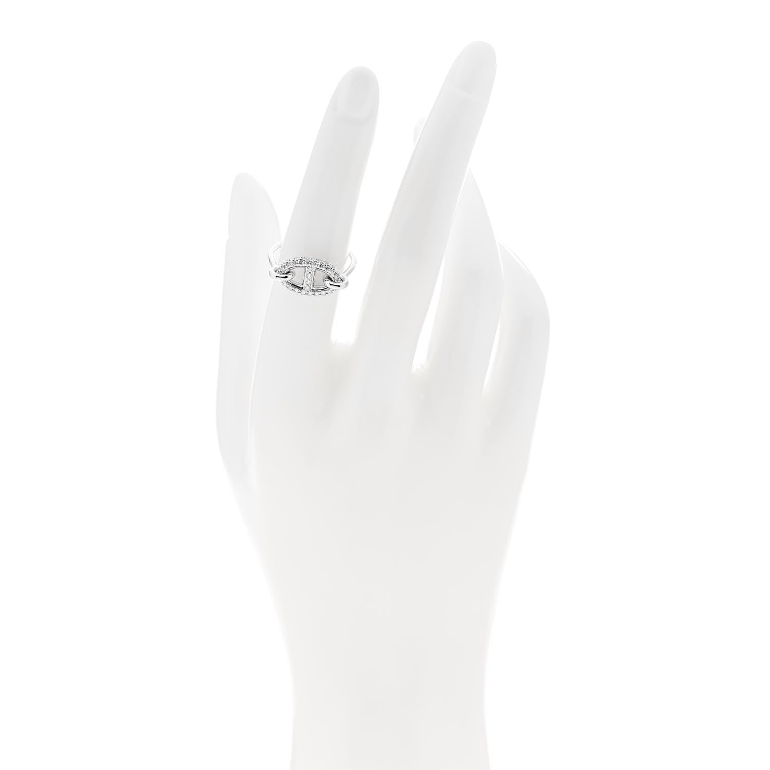 Hermes 18K White Gold Diamond New Farandole Ring 53 6.25 2 of 5