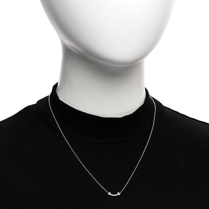Tiffany 18K White Gold Diamond Mini T Smile Pendant Necklace 2 of 5