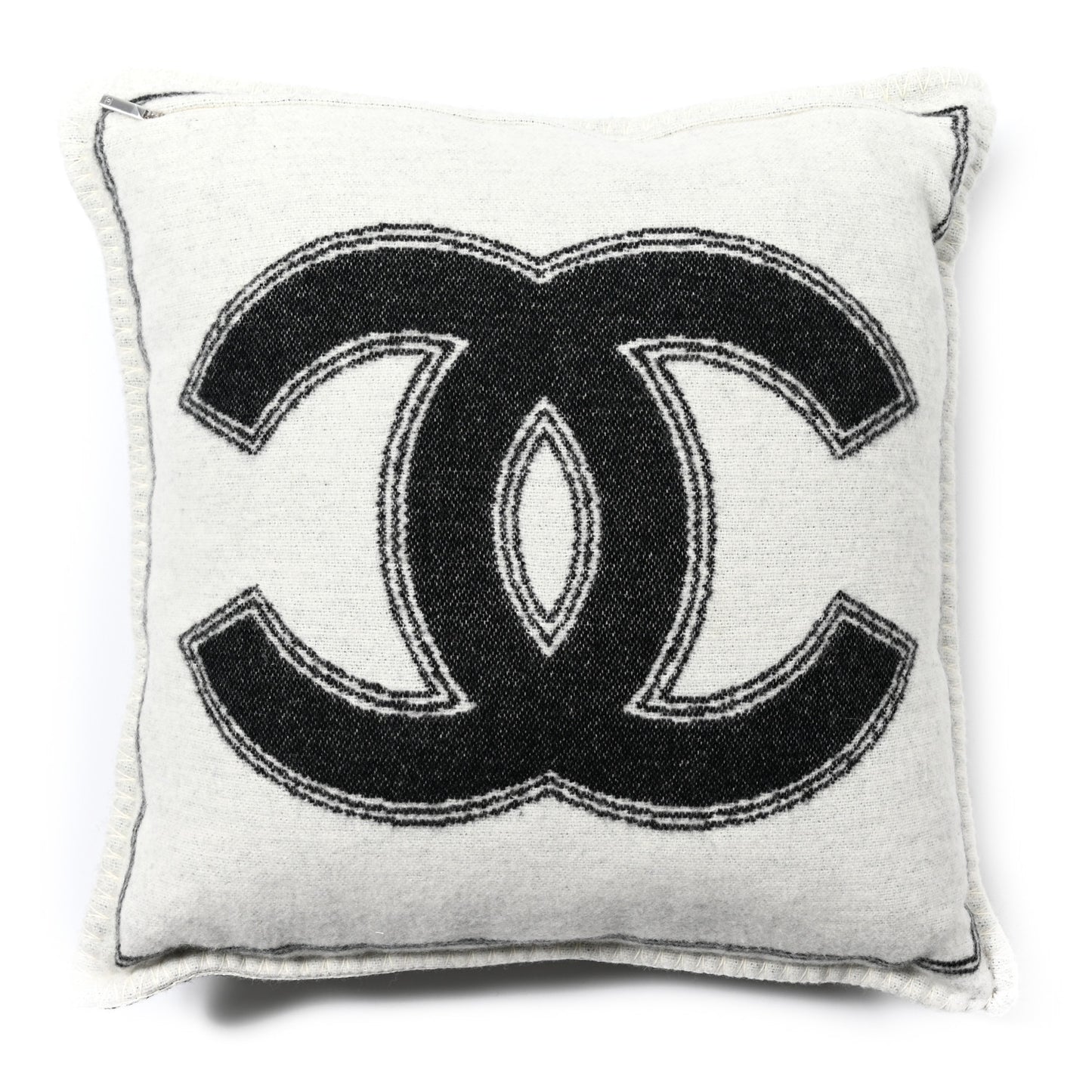 Merino Wool Cashmere CC Pillow Black White