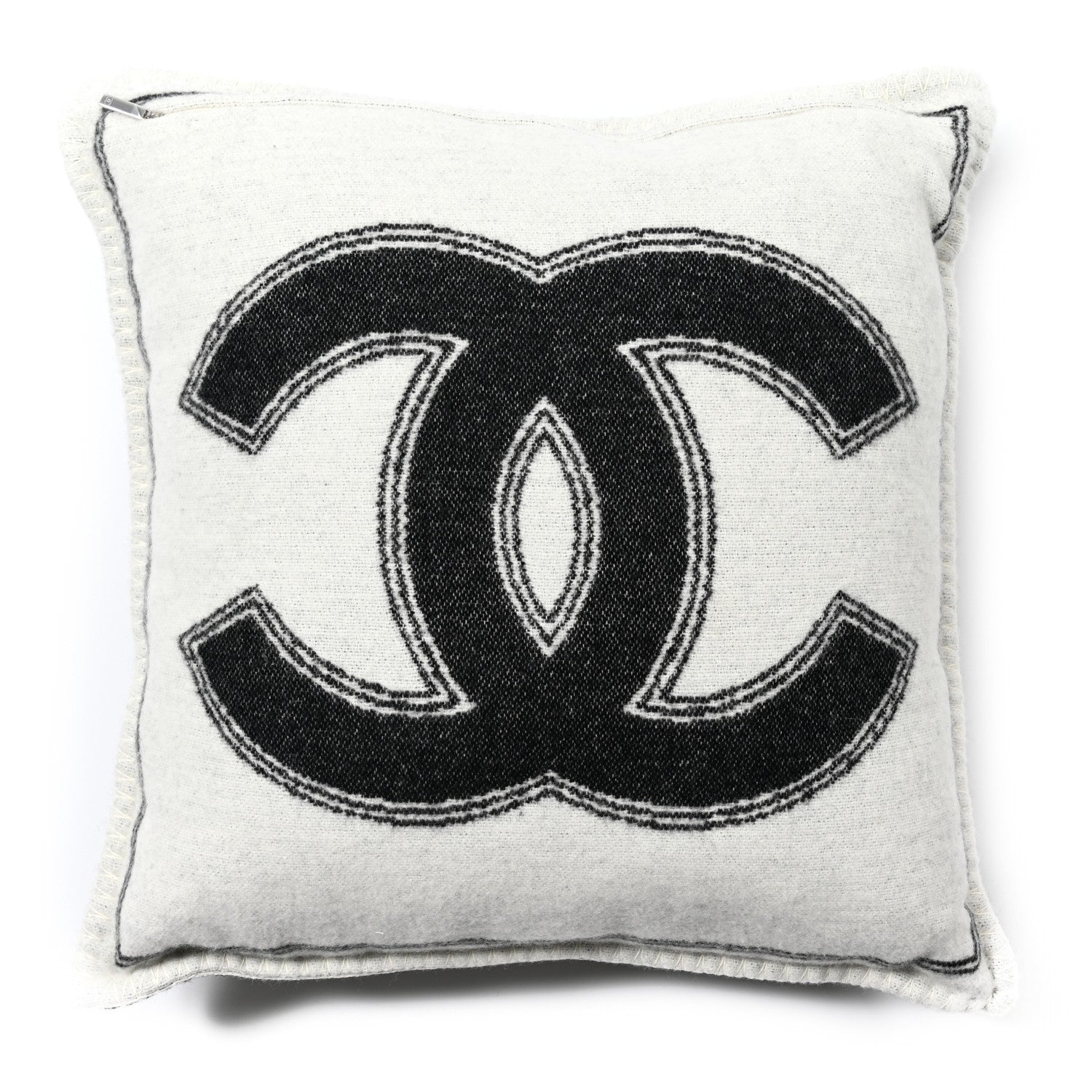 Chanel Merino Wool Cashmere CC Pillow Black White 2 of 3