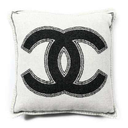 Chanel Merino Wool Cashmere CC Pillow Black White 2 of 3